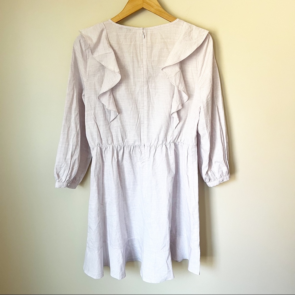 Madewell Ruffle-Shoulder Mini Dress Lavender Heather Botanical 6 NWT - Picture 9 of 11